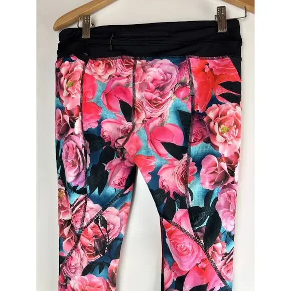 Lululemon Run Inspire Crop Floral Print Capri Pants Secret Garden Pink Size 6 - Picture 4 of 10
